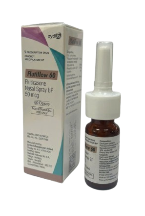 FLUTIFLOW 60 Fluticason 50mcg Cadila (Chai/60liều xịt)